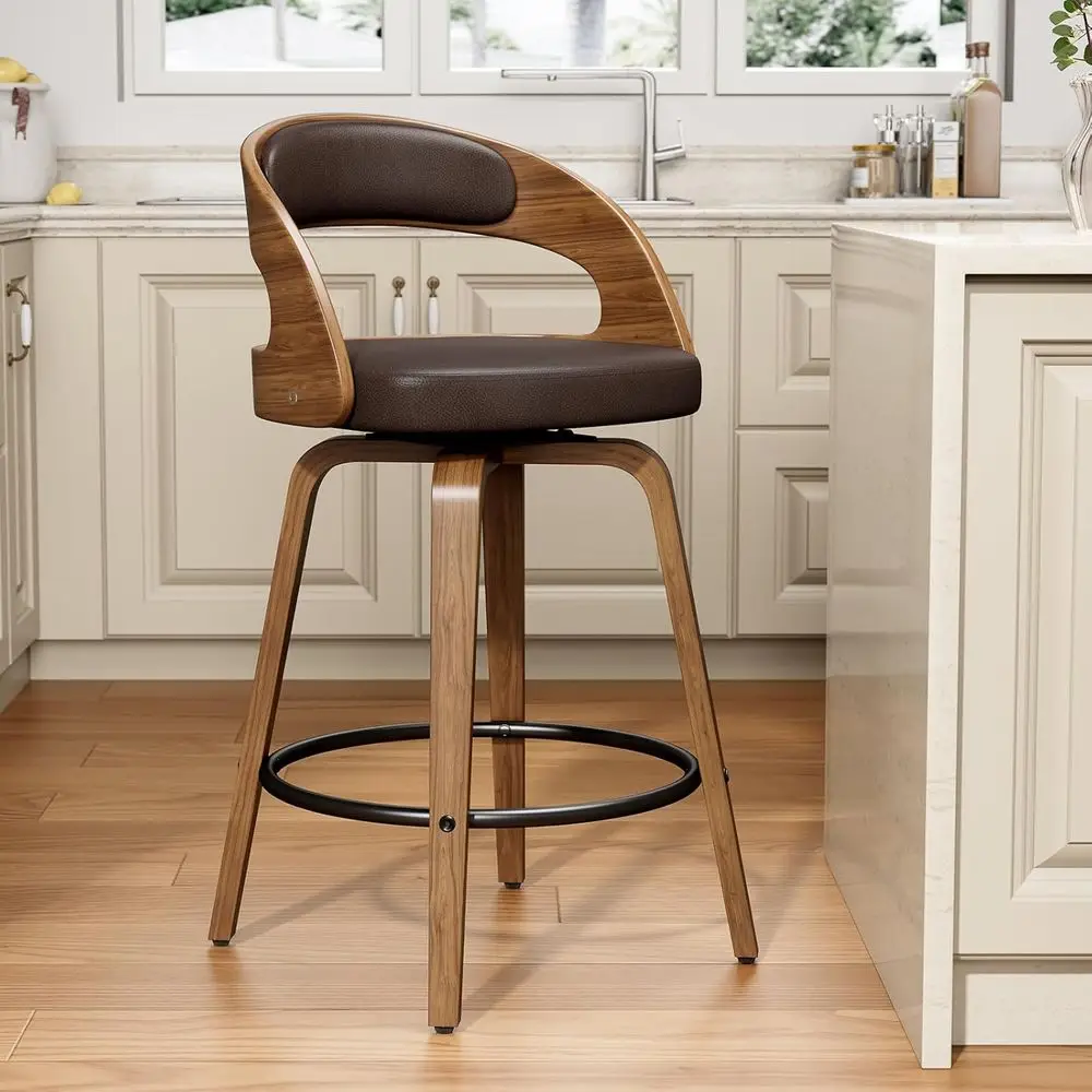 

Набор из 26 барных стульев из гнутой древесины с обивкой из искусственной кожи, спинкой и подставкой для ног для кухонного острова, бара, кафе, др.