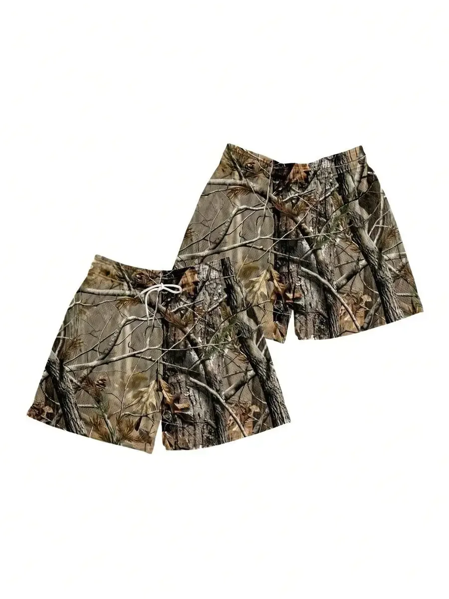 

Mens Camouflage Print Mesh Shorts Lightweight Breathable Drawstring Waist Casual Outdoor Summer Wear