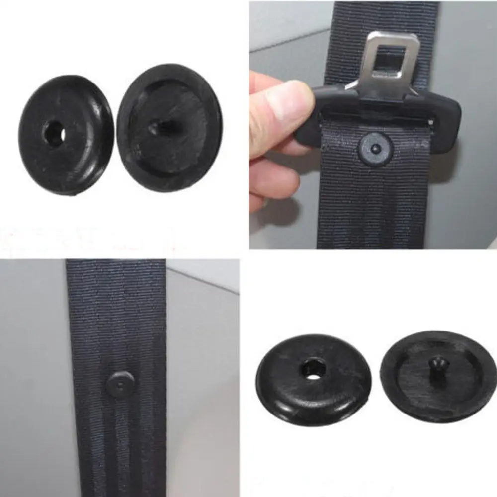 10Pcs Car Parts Black Plastic Car Safety Seat Belt Stopper Spacing Limit Buckle Clip Retainer Seatbelt Stop Button