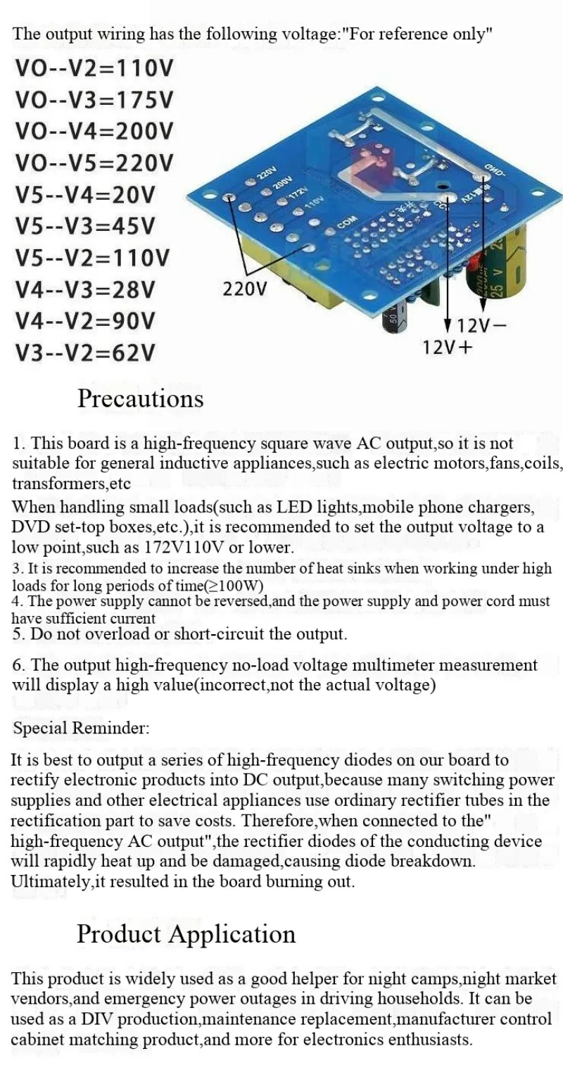 DC-AC-Wechselrichter Stromversorgung Batterie DC12V auf 220V Boost-Modul 40W/50W/150W/500W – Detail 5