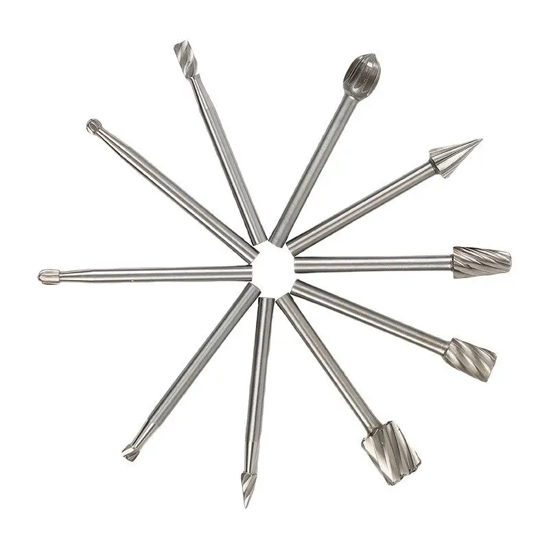 【BA】10pcs Wood Drill Bit Nozzles for  Attachments HSS Stainless Steel Wood Carving Tools Set Woodworking