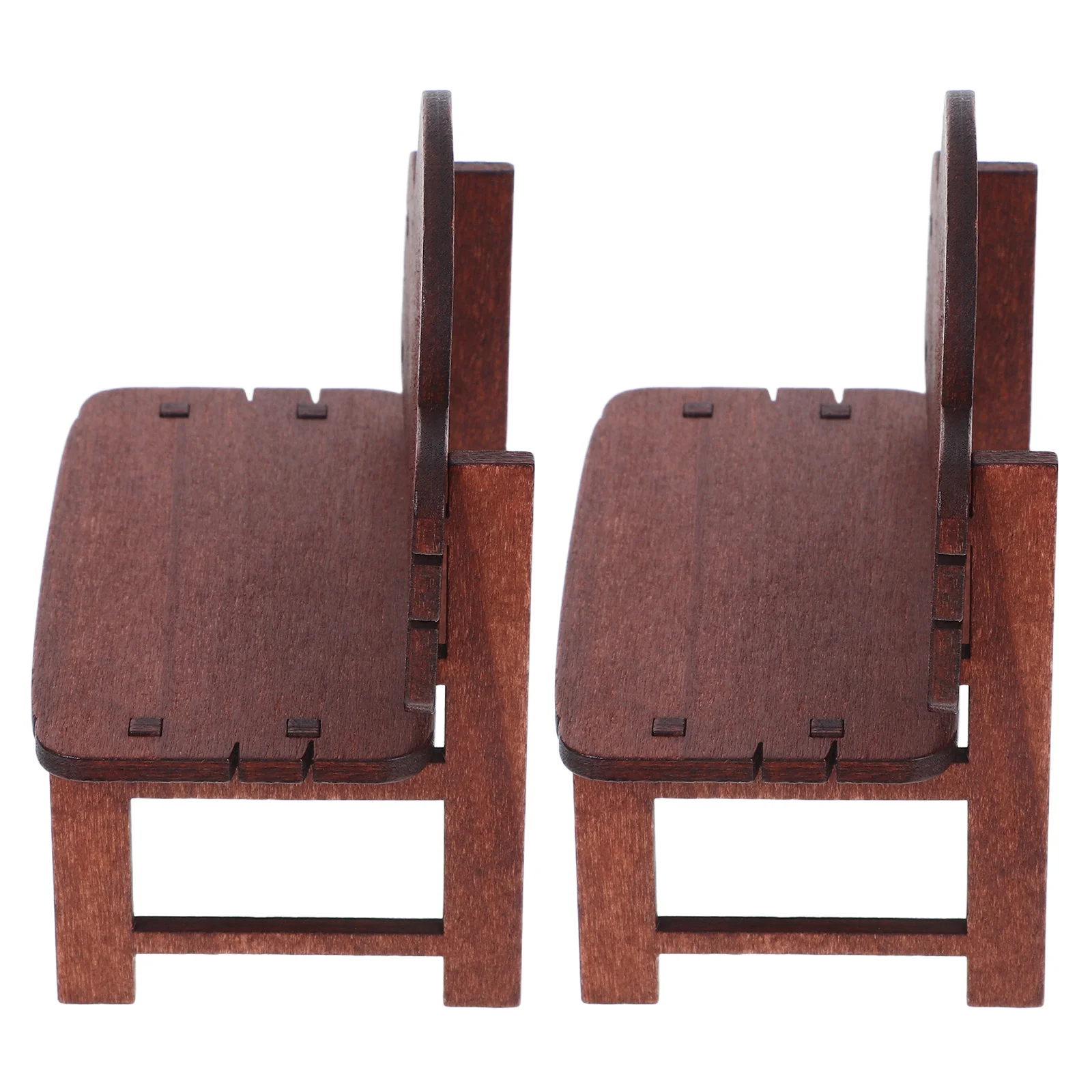

2pcs Vintage Miniature Wooden Chairs Retro Furniture For Micro Landscape Decor Tiny Home Office Accessories