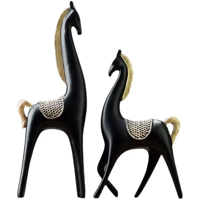 Living Room Entrance Decoration Opening Gift Nordic Wealth Attraction Couple Horse Ornament Home