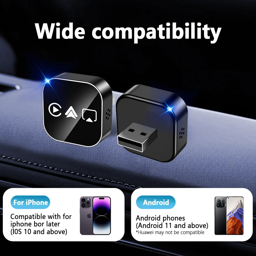 Carplay Wireless Adapter for Apple Airplay Android Auto 4 in1 Box AI Smart Car System Plug and Play Auto Connect Car Play 2026