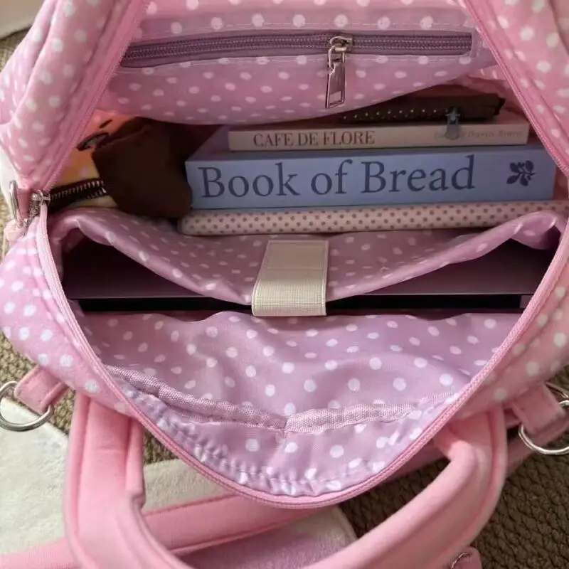 Rilakkuma Pink Polka Dot Large Size Laptop Bag Large Capacity Handheld Style Schoolbag Business Travel Storage Bag Girl Gift - view 5