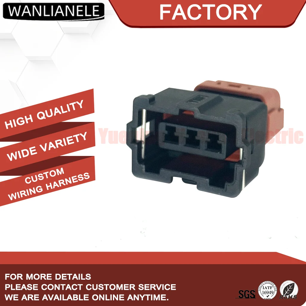 50 Sets PB185-03026 3 Pin Ignition Coil Connector Female Waterproof Fit VW Audi 2.8mm PBT