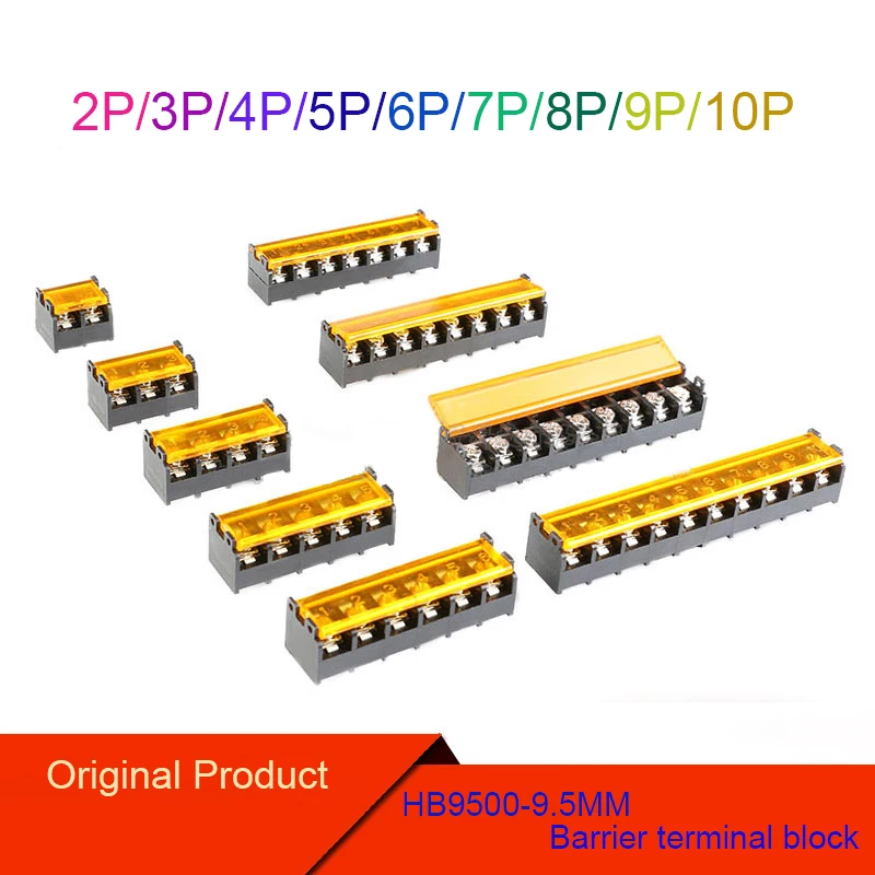 

1 PC HB-9500 Barrier Terminal Block With Cover KF128l/H 2P 3P 5P 6P 7P 8P 9P 10P Pitch 3.81mm Can Be Spliced Screw Type 300V/10A