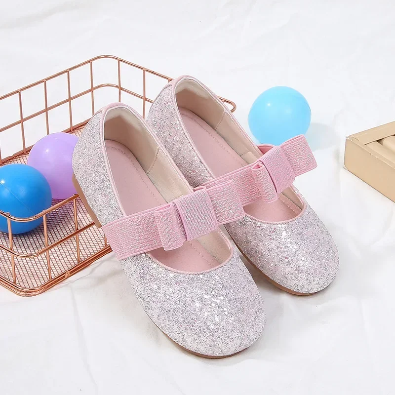 

Children's Leather Shoes Glitter Non-slip Wedding Shoes for Girls Fashion Sequins Kids Princess Dance Single Shoes Party Wedding