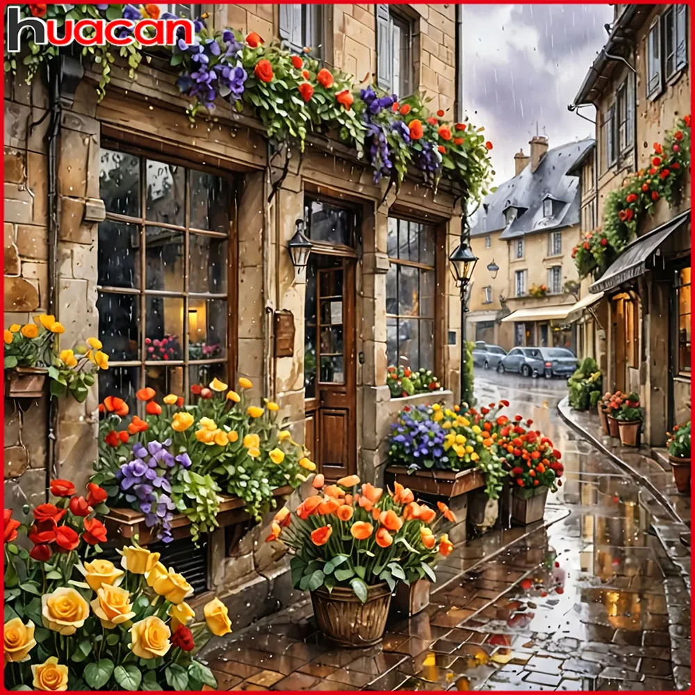 

Huacan Street Diamond Painting Kits Full Square Round Drill Mosaic Flower Decorative Paintings Craft Kit