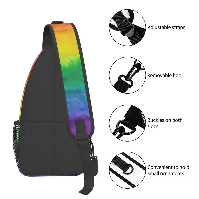 Mochila de hombro personalizada para hombres, bolso de viaje con bandera de arco iris, LGBT, Orgullo Gay, cruzado en el pecho, mochila de día