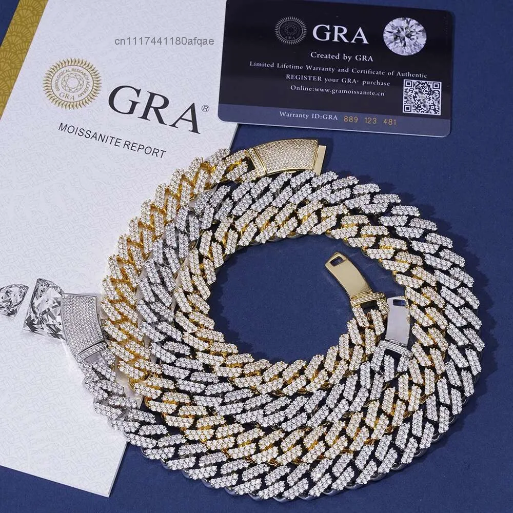 Wholesale Custom Miami Moissanite 20mm Cuban Link Chain Bracelet Necklace Iced Out 18k 10k Solid Gold 925 Sterling s.