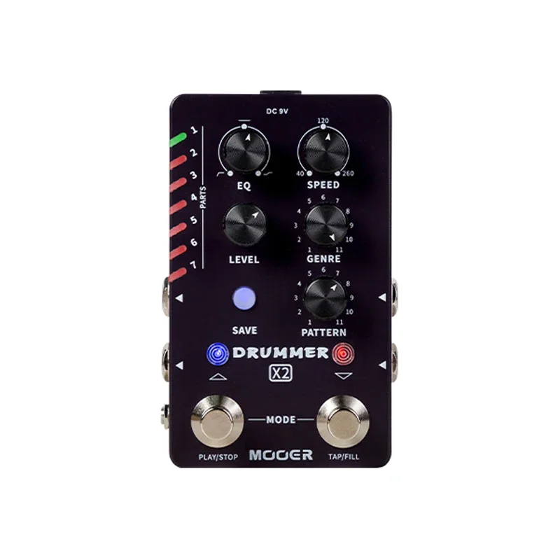 

Mooer Drummer X2 Stereo Drum Machine Effect Pedal with FILL Function TAP TEMPO EQ Knob Guitar Pedal