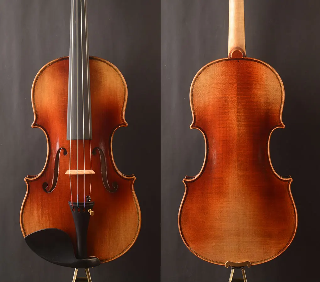 Oil antique varnish!Guarneir model  Full size Violin ! strong deep tone, free case, bow and shoulder rest, real violin on photo