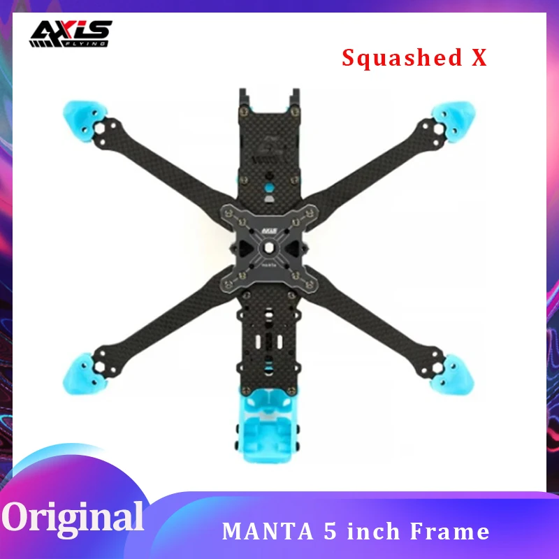

Axisflying MANTA 5-дюймовая рама из углеродного волокна Squashed X, колесная база 238 мм, толщина рычага 5 мм для RC FPV 5-дюймового дрона для фристайла