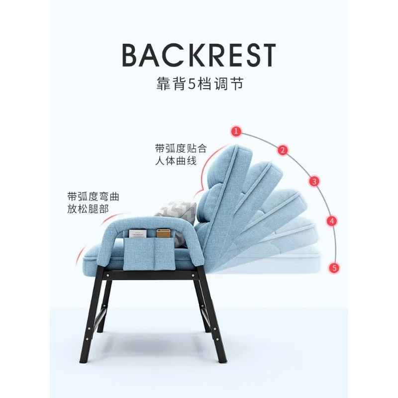 Folding Recliner Chair Camping Lounge Chair Ultralight Portable Leisure Reclining Seat with Pillow Cloth Nap Chair