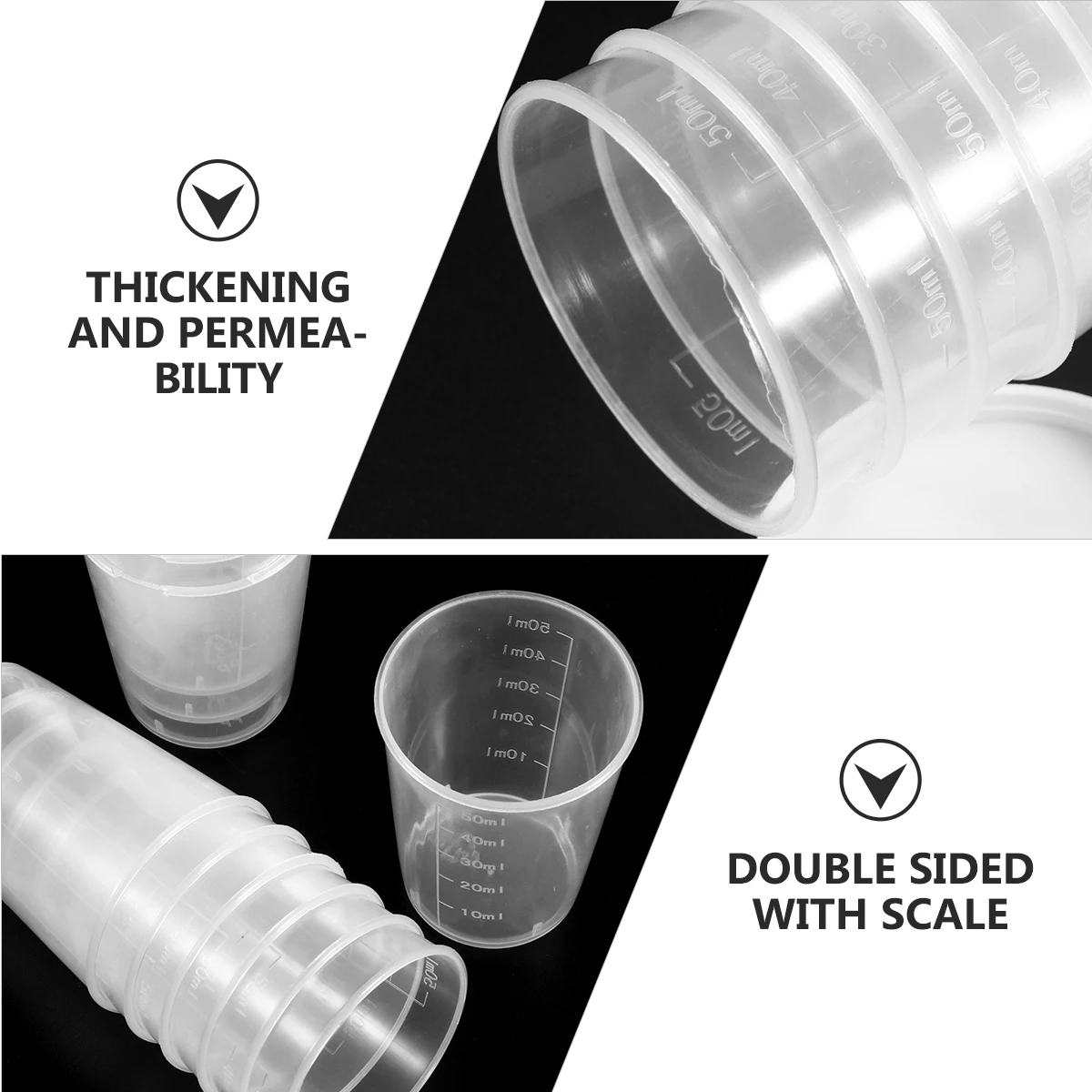 

50pcs Plastic Measuring Cup 50ml Transparent Leak Proof Lightweight Food Grade Sample Collection Container Kitchen