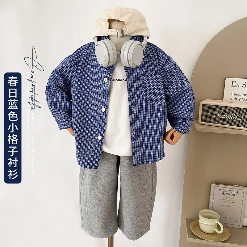 novo-produto-primavera-2026-camisa-xadrez-infantil-elegante-simples-e-versatil-top-masculino-e-feminino-novo-estilo