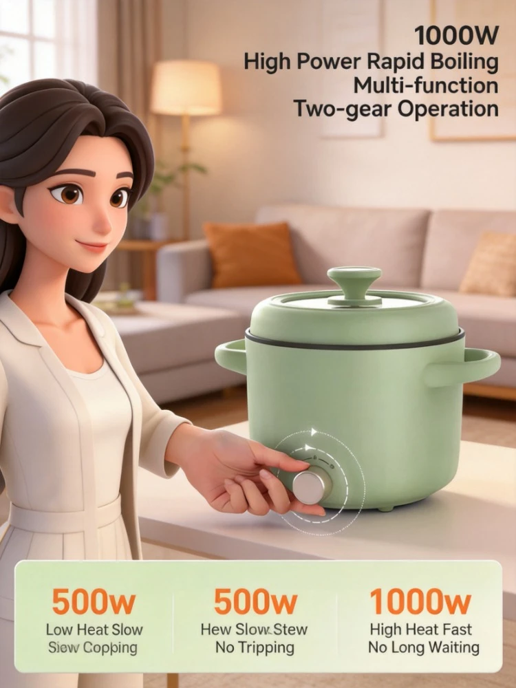 Mini Cocina Eléctrica Multifuncional, Olla de Vapor Integrada para Estudiantes en Residencia, para Preparar Fideos Instantáneos y Hot Pot