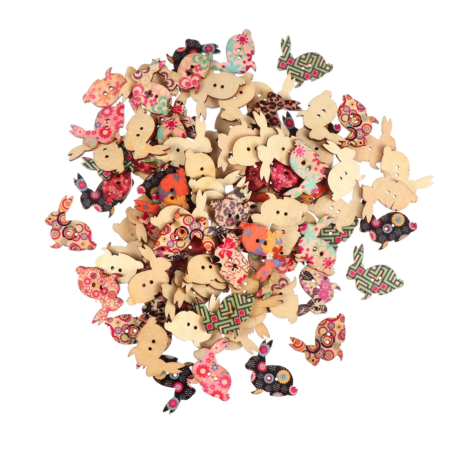 

100Pcs Wooden Rabbit Shaped Buttons Bunny Design DIY Sewing Buttons for Clothes Scrapbook Knitting Easter Decoration