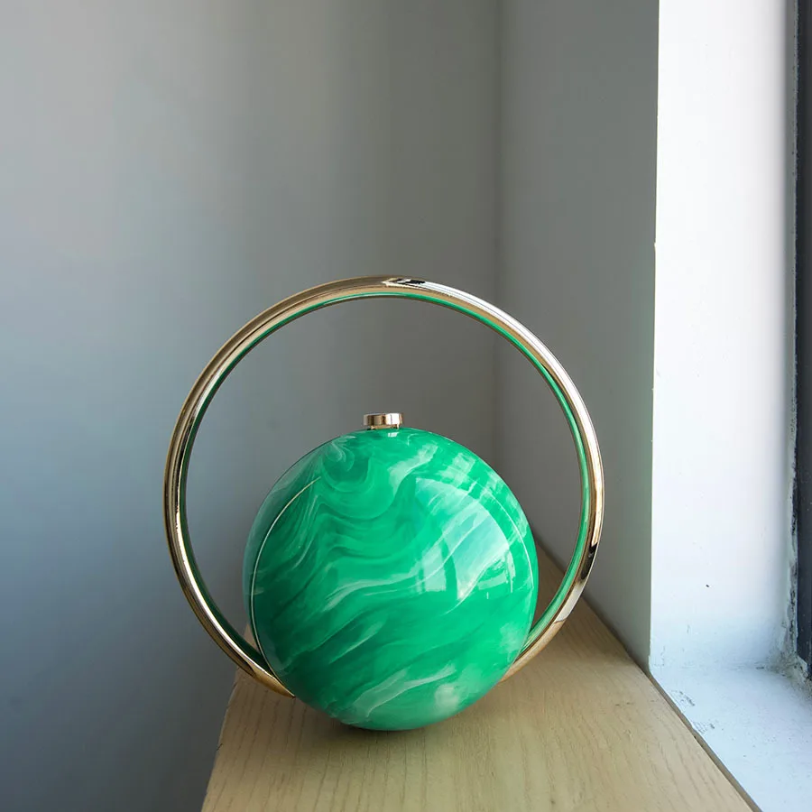 Avondtasje Merk Mode Acryl Gladde Heldere Ronde Bal Handtassen