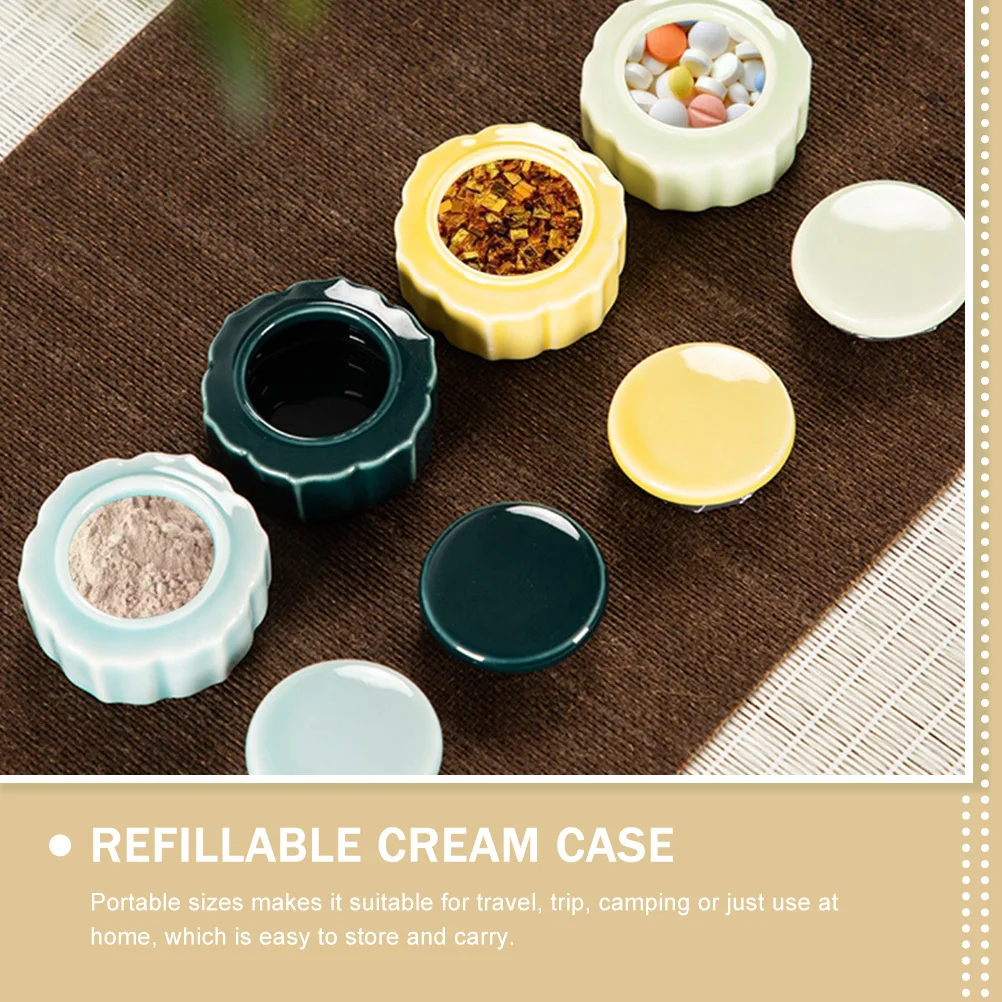 

3Pcs Ceramic Sample Jars Durable Containers for Lip Balm Face Cream Travel Storage Lip Balm Containers
