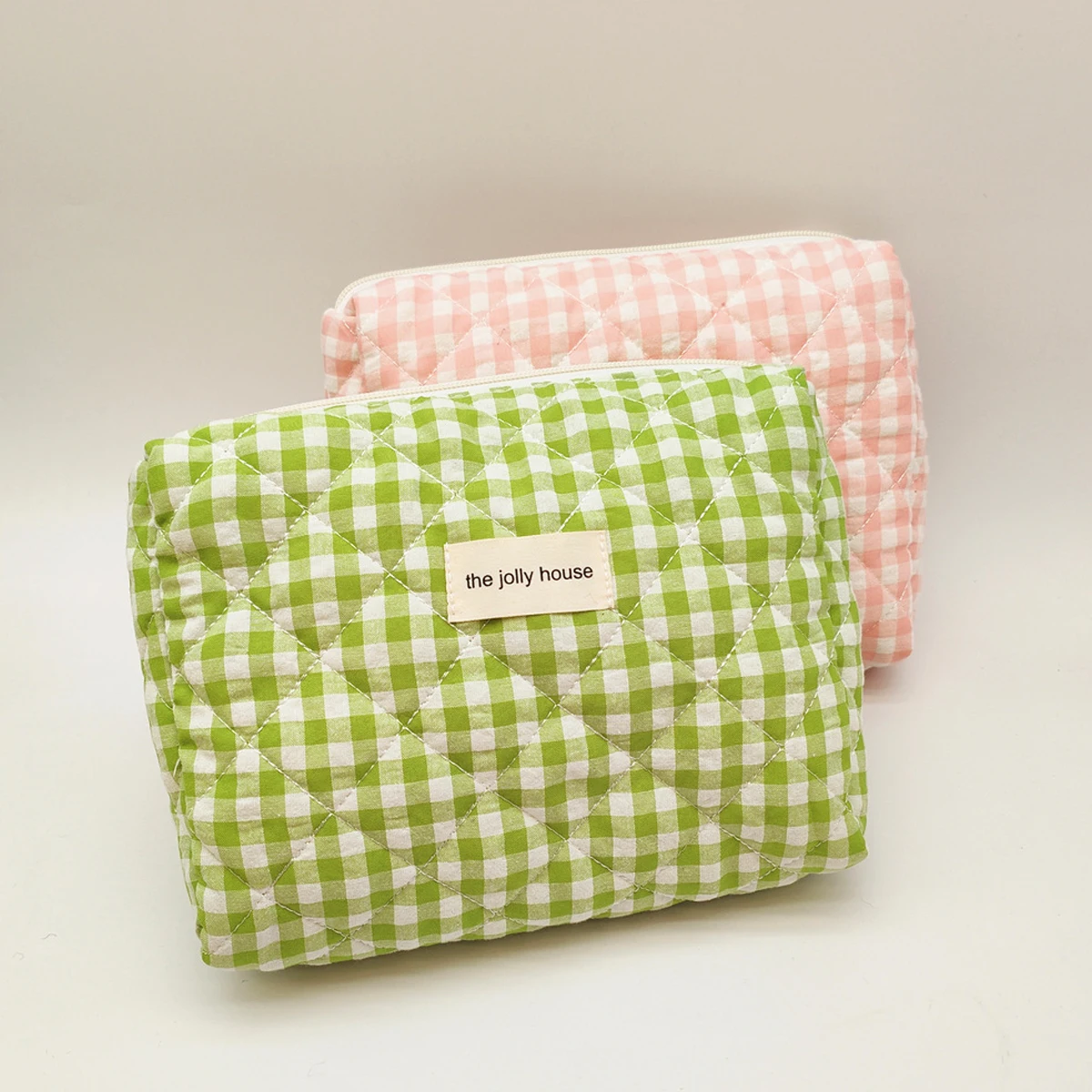 YANZAI حقيبة مستحضرات التجميل النسائية غير الرسمية سعة كبيرة حقائب تخزين السفر بسيطة منقوشة السيدات حقائب يد قماش الوردي الإناث B #3