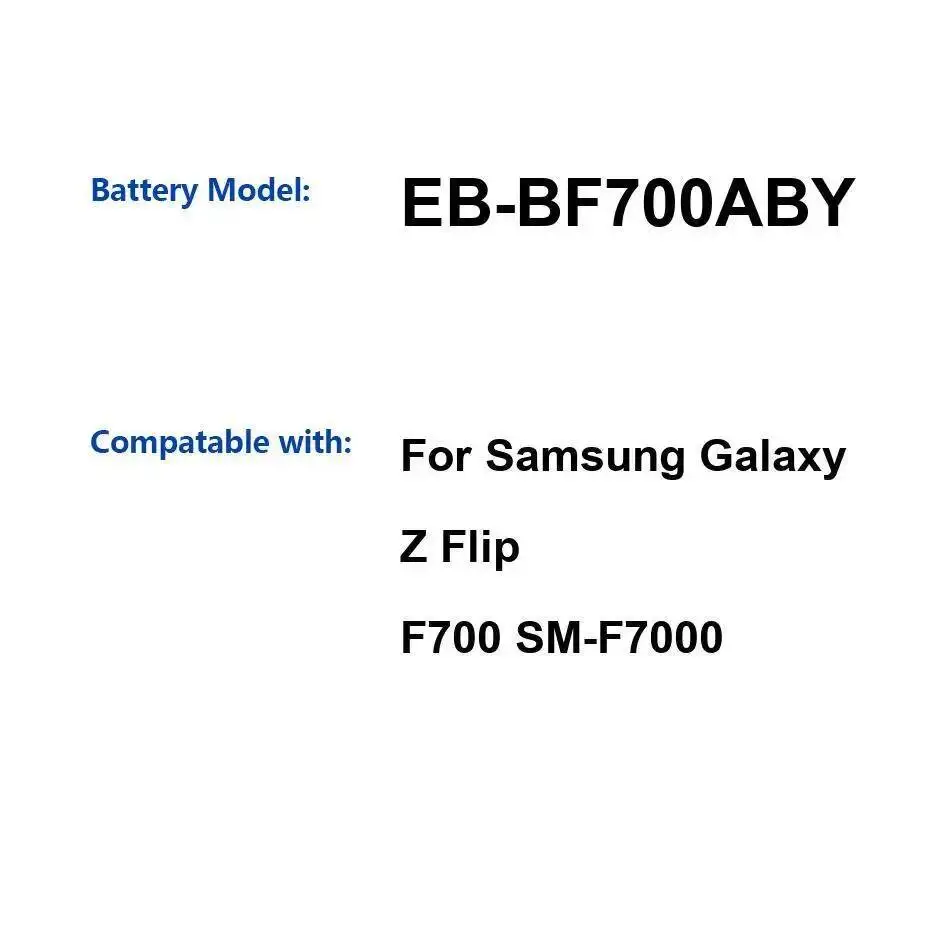 

EB-BF700ABY Легкий аккумулятор для мобильного телефона Samsung Galaxy Z Flip F700 SM-F7000, быстрая зарядка 2370 мАч
