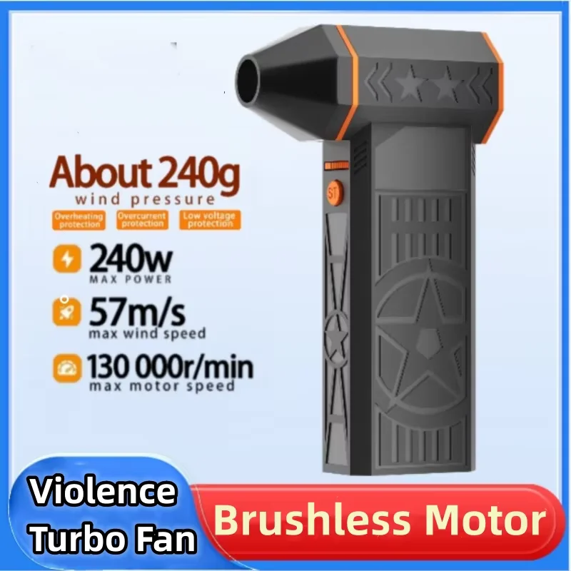 

2026 New Brushless Turbo Fan 240W High-Speed Portable 8000mAh Rechargeable 57m/s Typhoon Wind Type-C Charging Camping Fan