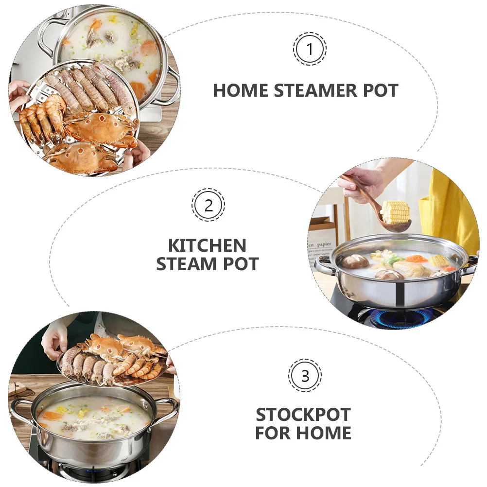 

1Pcs Stainless Steel Steam Pot Multifunctional Kitchen Steamer for Home Use Large Capacity Healthy Cookware Induction Gas Stove