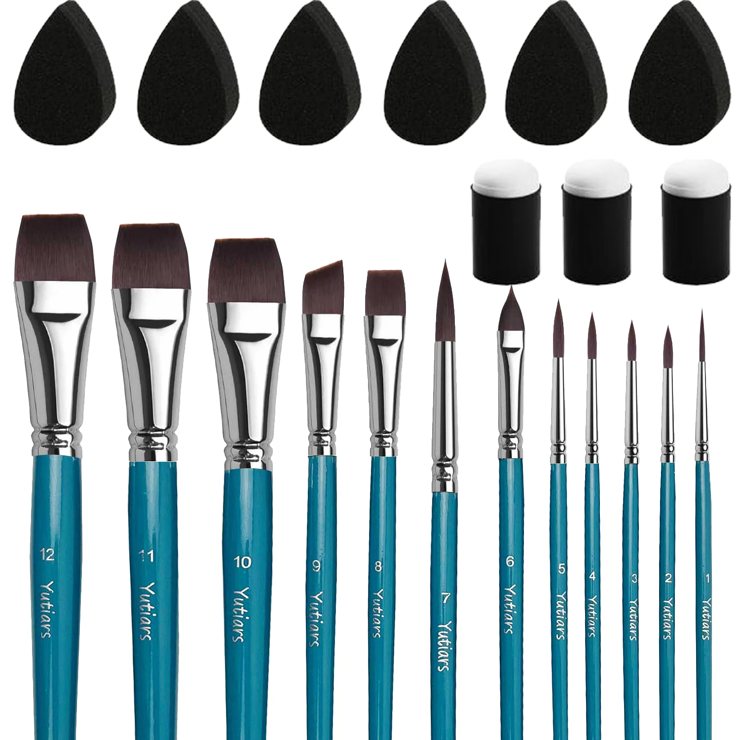 Conjunto de pincéis profissionais para pintura facial, 21 peças com cerdas de nylon, cabo de madeira, versátil para aquarela e gravação em relevo