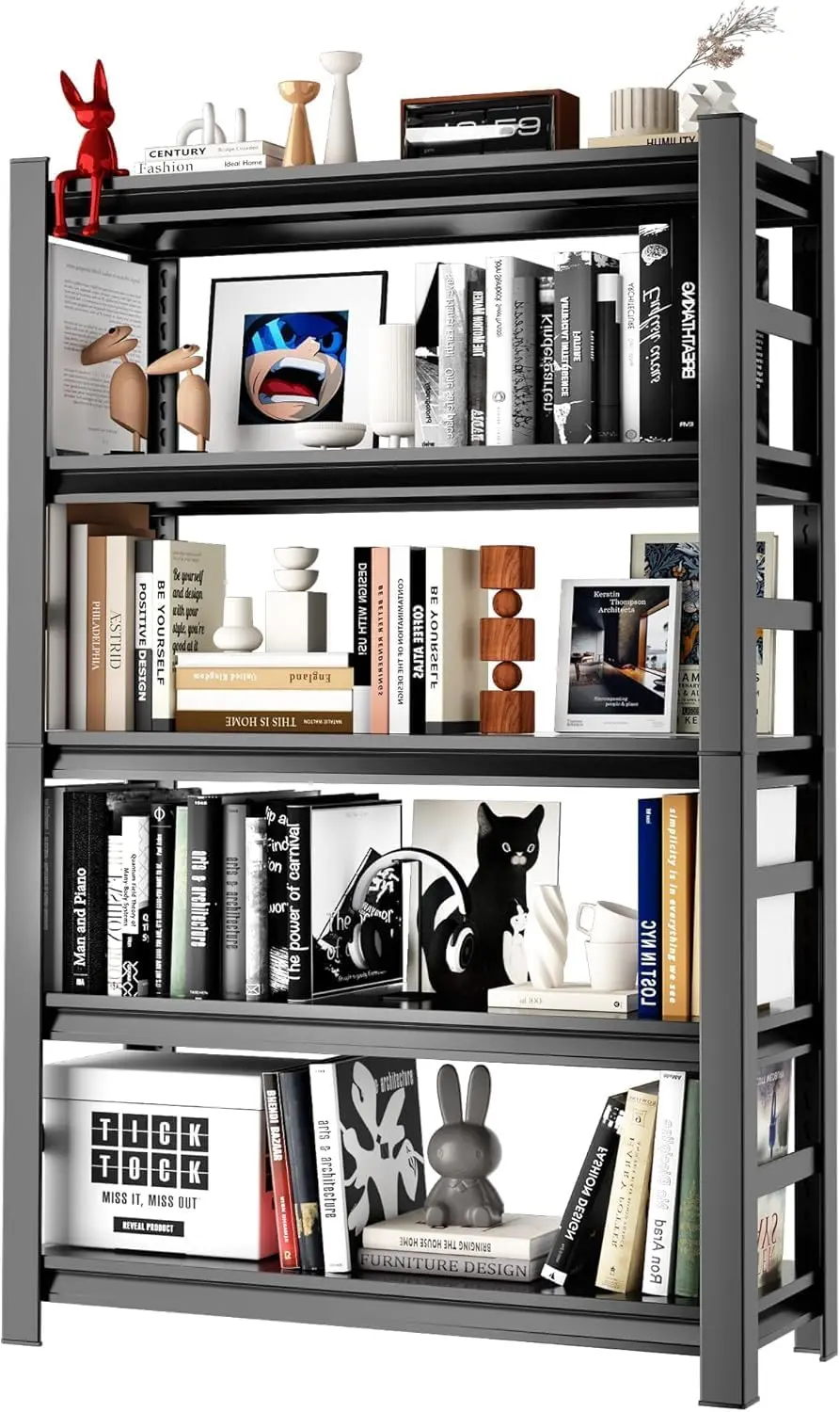 

Book Shelf, 5 Tier Metal Wide Bookshelves, Adjustable Bla Book Shelf Organizer, Open Bookshelf For Living Room & Bedroom And