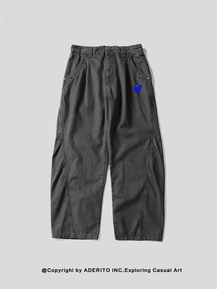 

Мужские повседневные брюки прямого кроя в стиле ретро NANA, американский дизайн, рабочие брюки, удобные, со средней посадкой, хлопок/полиэстер