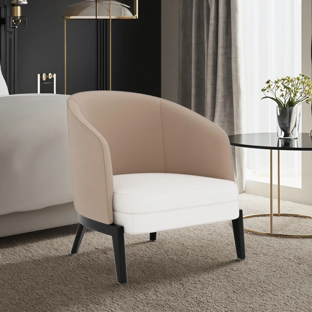 & Commercial Lobby Room Leisure Chair Solid Wood Metal Legs Hotel Furniture Chairs Luxury Armchair
