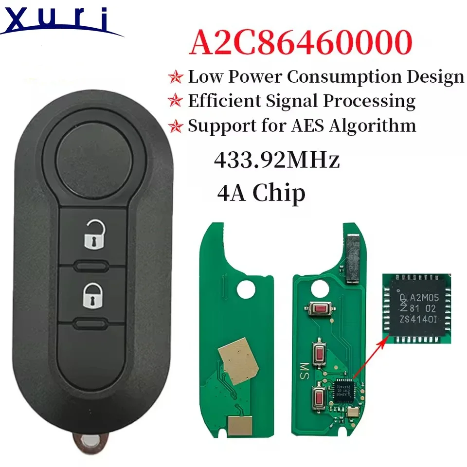 

Xuri Flip Remote Key PN A2C86460000 4A Chip 433.92MHz for Fiat STRADA MOBI UNO FIORINO E MAIS 2/3 Button Car Keys