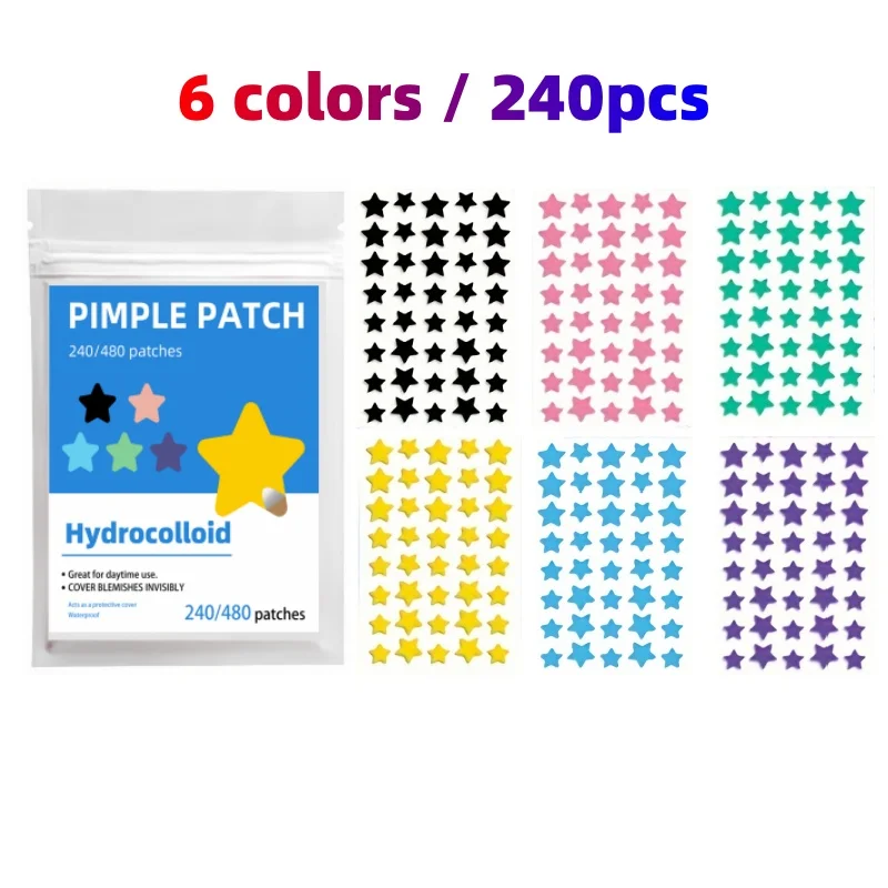 240-480PCS Portable Mixed Star Acne Patch Large Size Quick Heal Zit Cover Effective Acne Remover