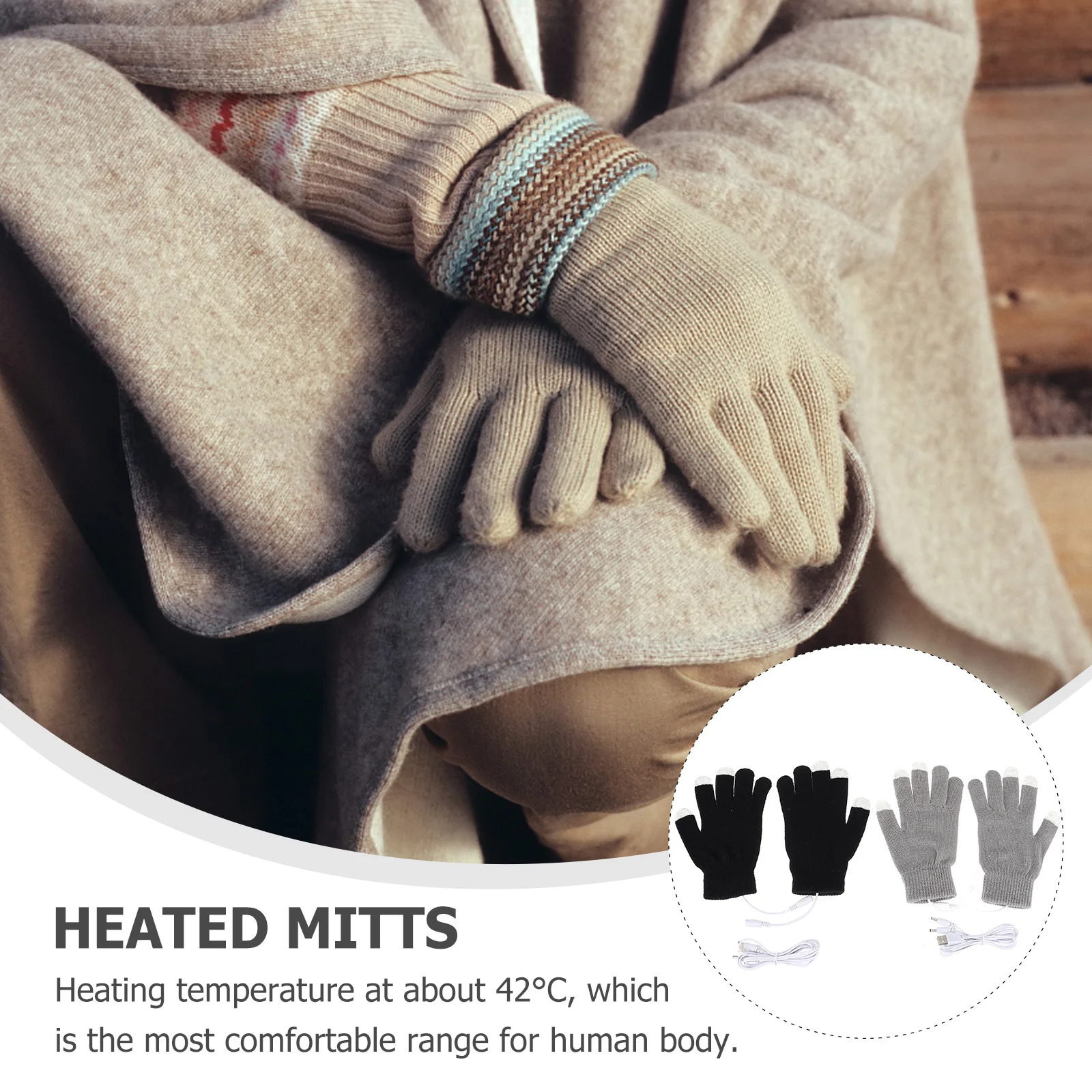 

2Pairs USB Heated Gloves with Touch Screen Functionality Warmers for Hands Fast Heating Lightweight for Work Travel Outdoor