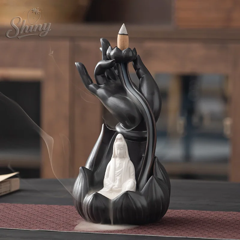 

Ceramic Reversing Incense BurnerGiftsGuanyin RudrakshaBuddha Hand Reversing Incense Burner Ornaments Home Decor