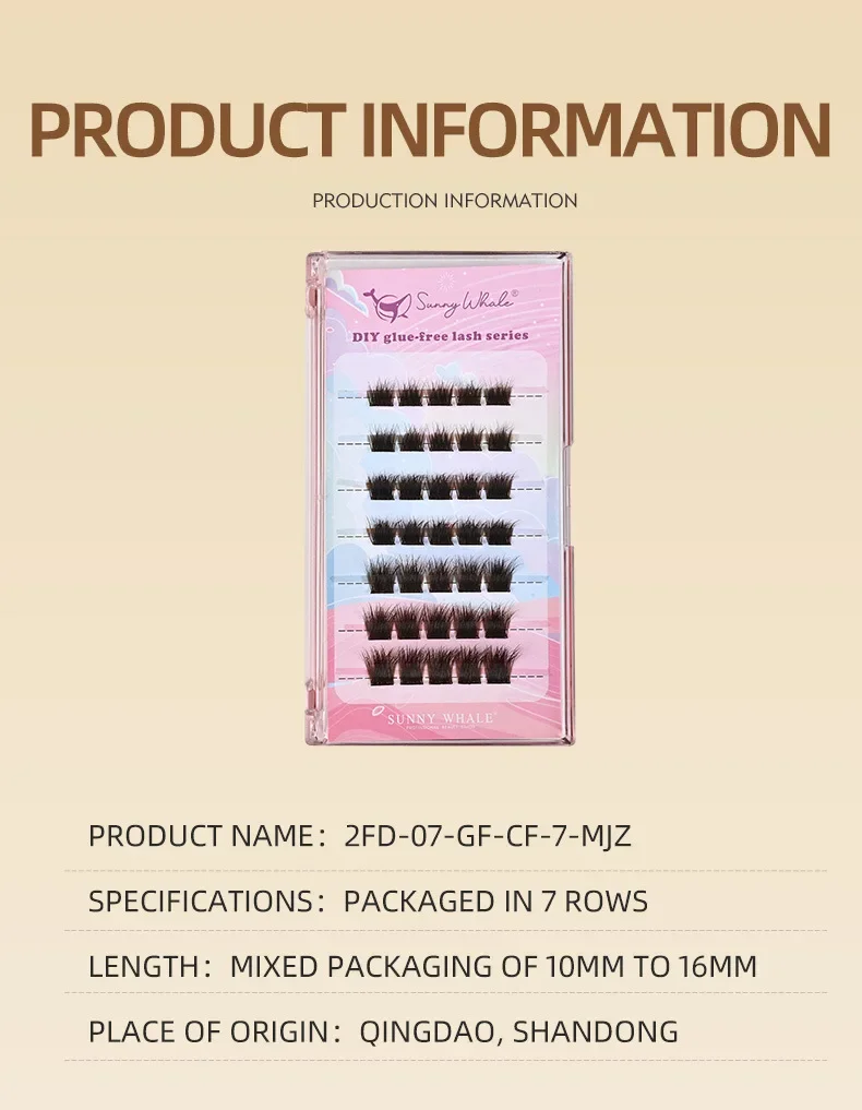 Cílios autoadesivos sem cola cílios postiços marrom fofo cluster extensão mix d onda macio olho de gato clusters individuais