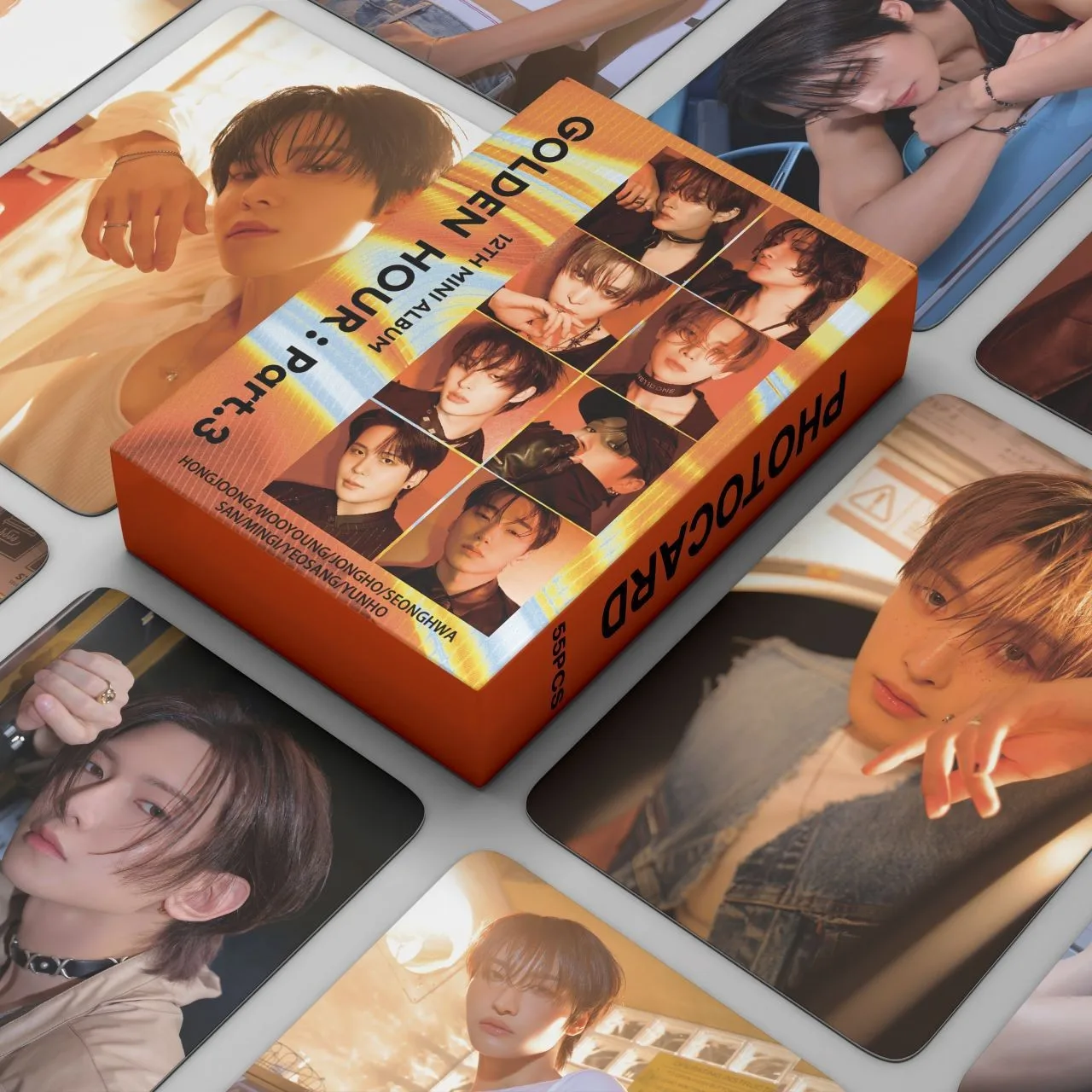 55pcs ATEEZ GOLDEN HOUR : Part.3 Album LOMO CardsPhotocards WOOYOUNG JONGHO Set Kpop Collectible
