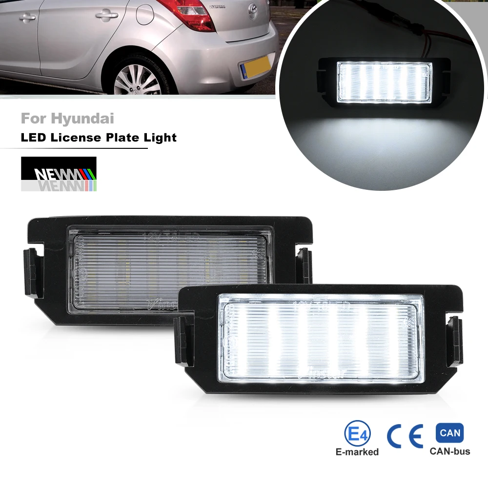 For Hyundai I20 PB 2008 2009 2010 2011 2012 2013 2014 LED License Plate Lights Canbus Rear Tag Lighting Registration Lamp