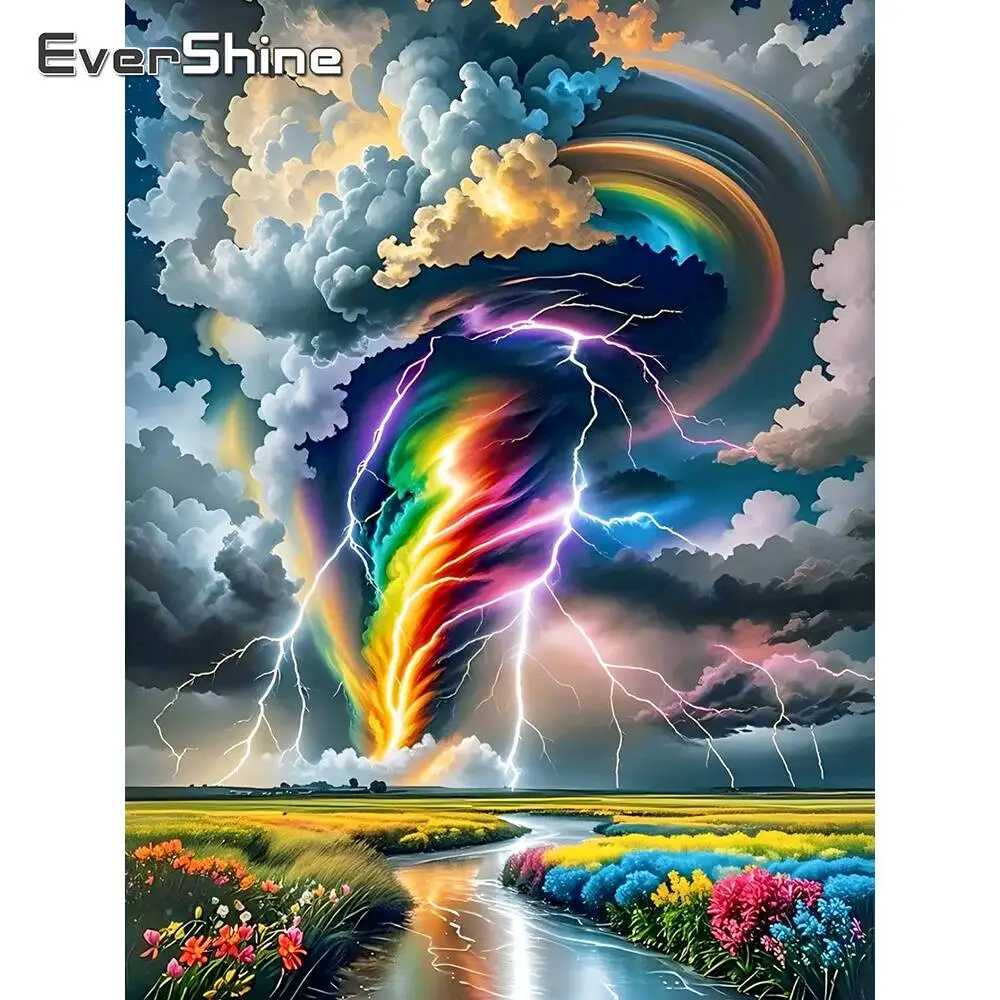 Evershine DIY Diamond Painting Tornado Rhinestones Full Square Diamond Mosaic Color Picture Embroidery Landscape Decor For Home