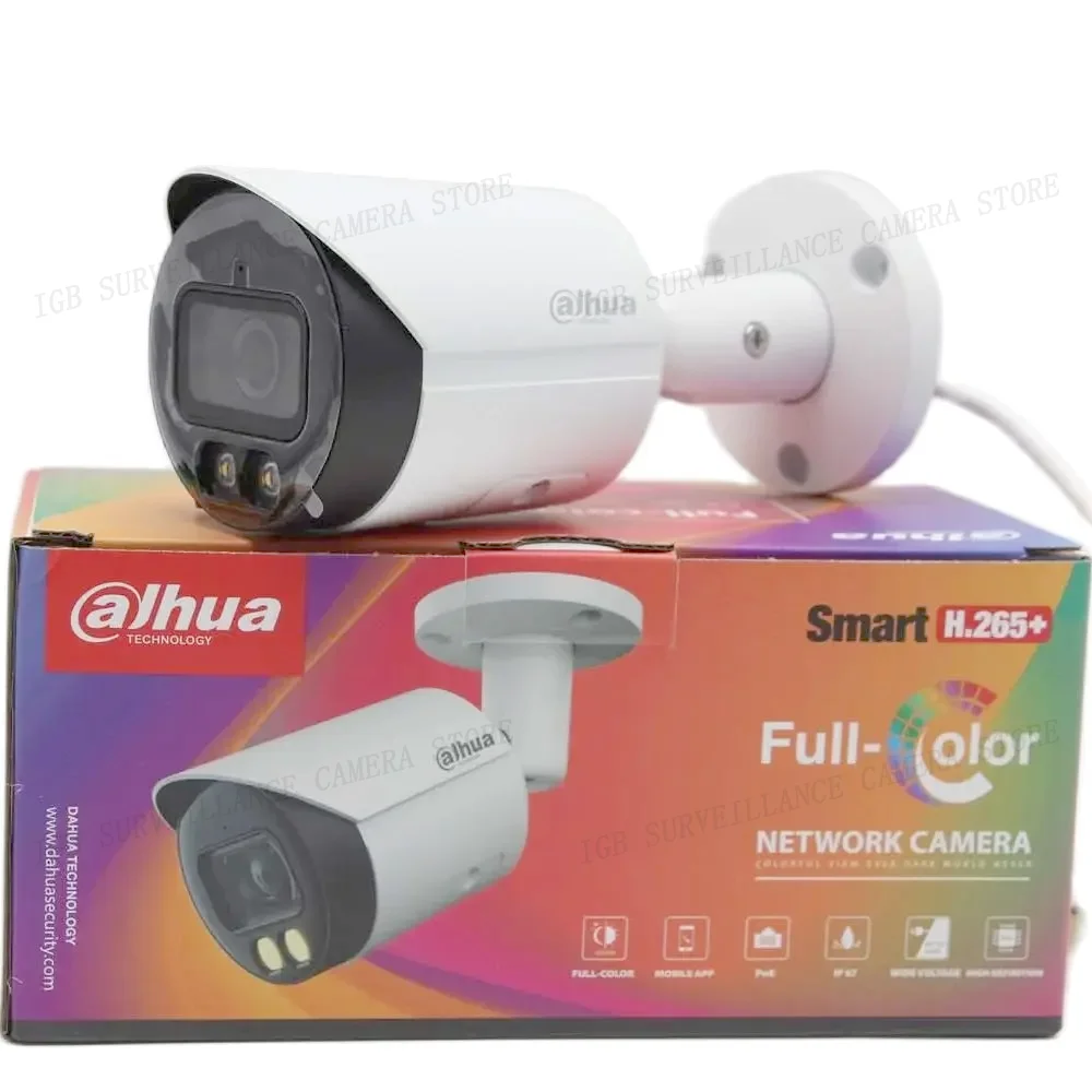 Imagem -03 - Câmera de Segurança 4mp ip Cor Cheia Foco Fixo Bala Wizsense Rede Cctv Dahua-ipc-hfw2449s-s-led