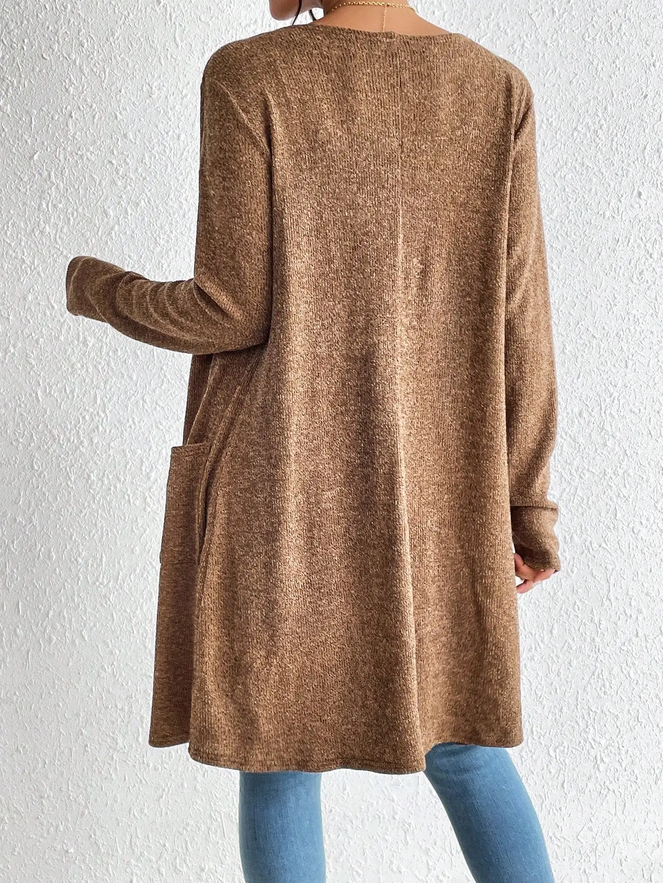 سترة نسائية محبوكة رفيعة مفتوحة من الأمام وأكمام طويلة سترة كاجوال مريحة لربيع وصيف وخريف