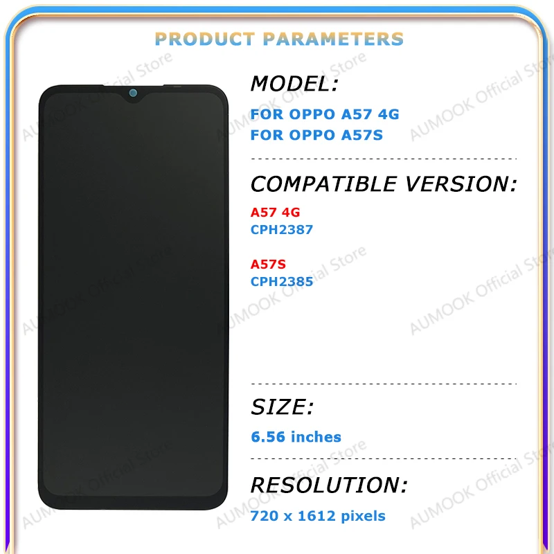 6.56 "IPS LCD ل ممن لهم A57 4G A57s عرض مجموعة المحولات الرقمية لشاشة تعمل بلمس CPH2387 CPH2385 شاشة الكريستال السائل قطع غيار الشاشة