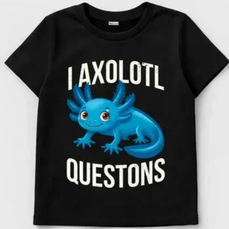 Men T Shirt I Axolotl Questions Retro Vintage Axolotl Sunglasses Graphic Tee Short Sleeve Casual Cotton Tshirt Animal Lover Gift
