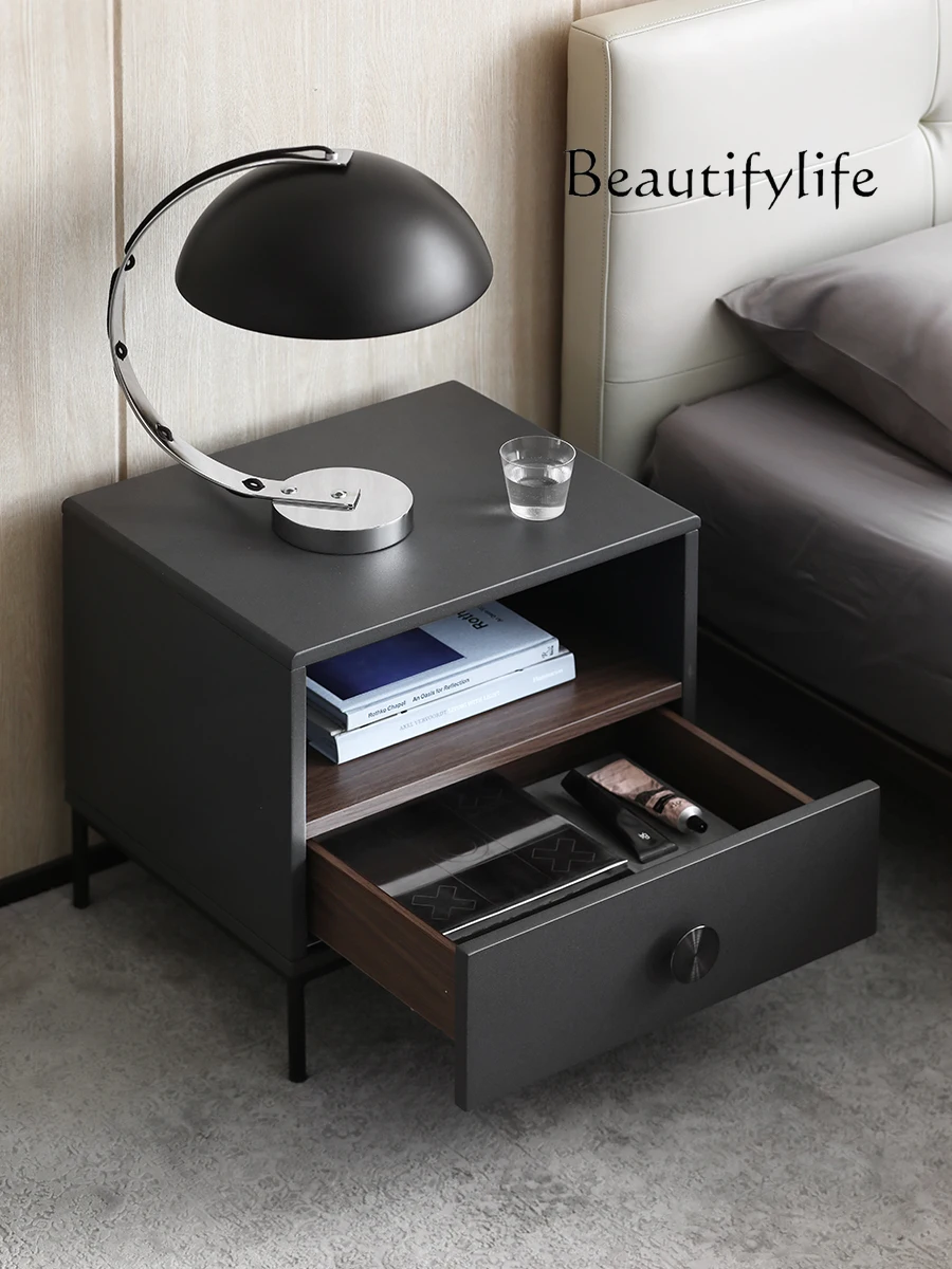 

chevets de lit de chambre Nordic Italian Minimalist Varnish-Side Drawer Bedside Table Bedroom Retro Storage Storage Side Cabinet
