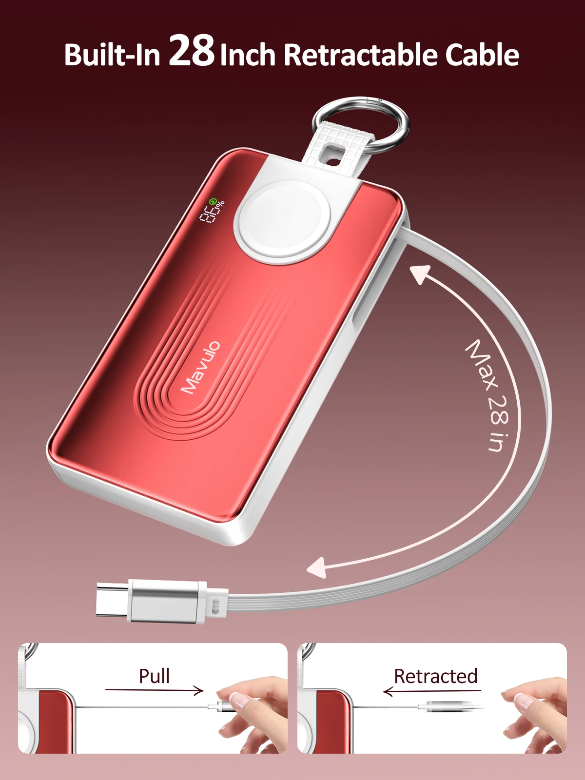 شاحن محمول 10000 مللي أمبير في الساعة لسلسلة ساعات Apple وiPhone 17 16 15، حزمة بطارية Samsung S25 S24 مدمجة في كابل مع شاشة LED #2