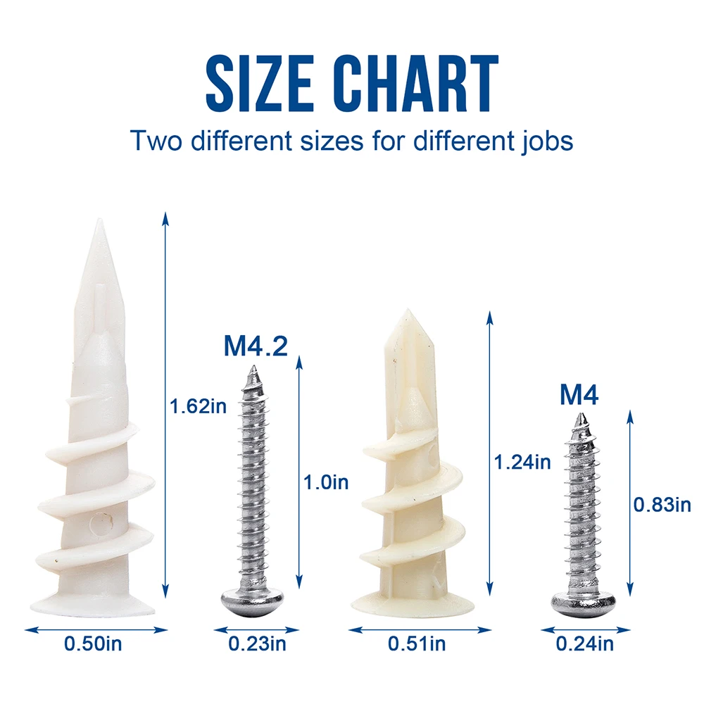 100 قطعة/المجموعة/مجموعة من المراسي البلاستيكية ذاتية الحفر من نديجين مع مجموعات مسمار المراسي الجصي أداة دريوال للستائر المنزلية