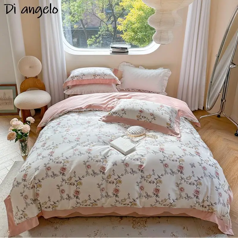 European Digital Printing Duvet Cover, 600TC Egyptian Cotton, Warm Bedding Set, Bed Sheet, Pillowcase, High Quality, 4Pcs/L