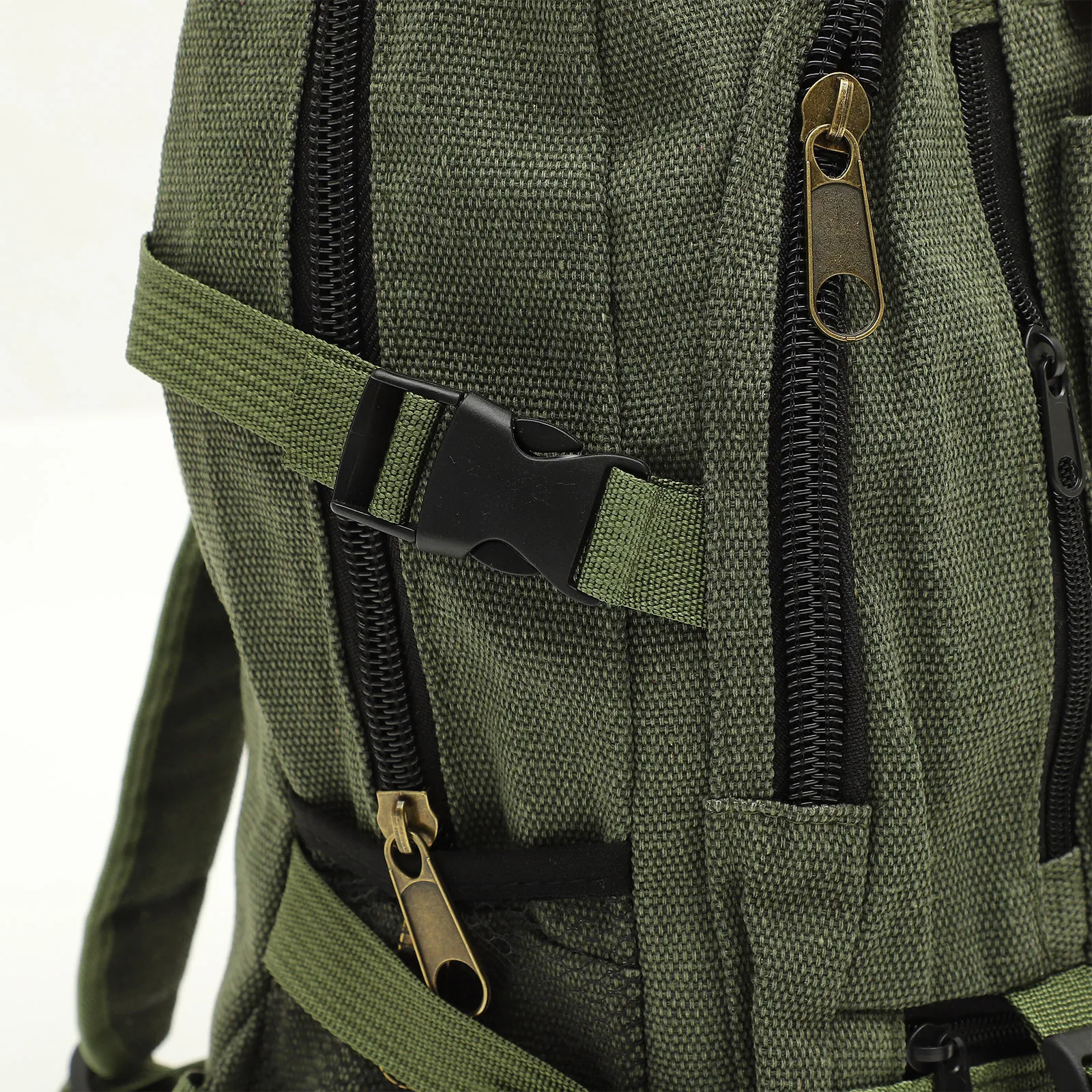 

Durable Green Canvas Backpack Large Capacity Travel Casual Rucksack Multifunction School Bag Daypack for Daily Use